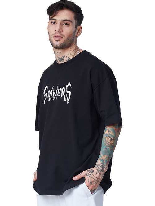 men round neck printed oversized t-shirt - 21621893 - Standard Image - 0