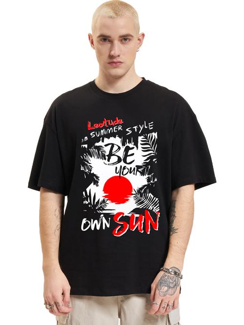 men round neck printed oversized t-shirt - 21621899 - Standard Image - 0