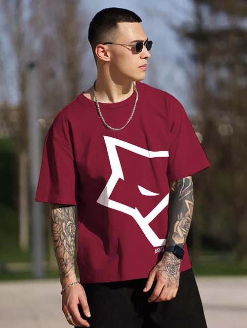 men round neck printed oversized t-shirt - 21621933 - Standard Image - 0