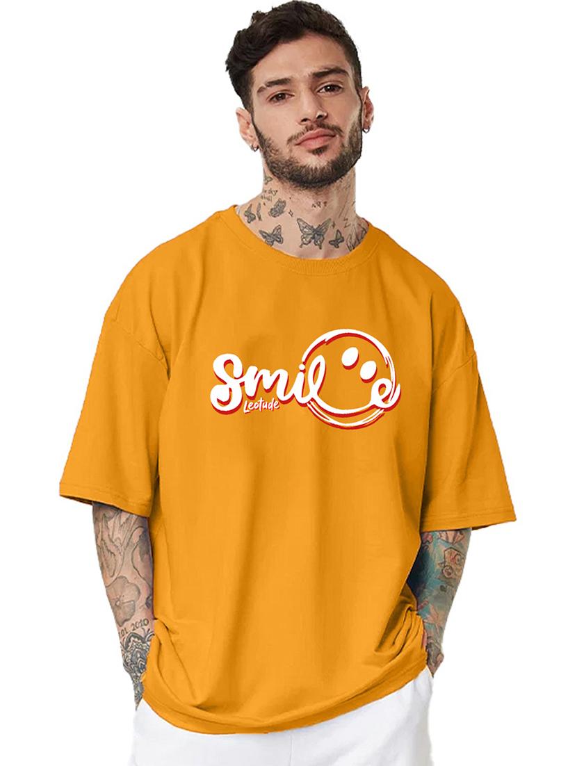 men round neck printed oversized t-shirt