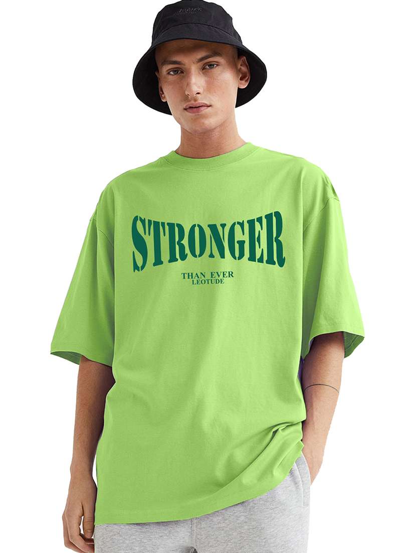men round neck printed oversized t-shirt