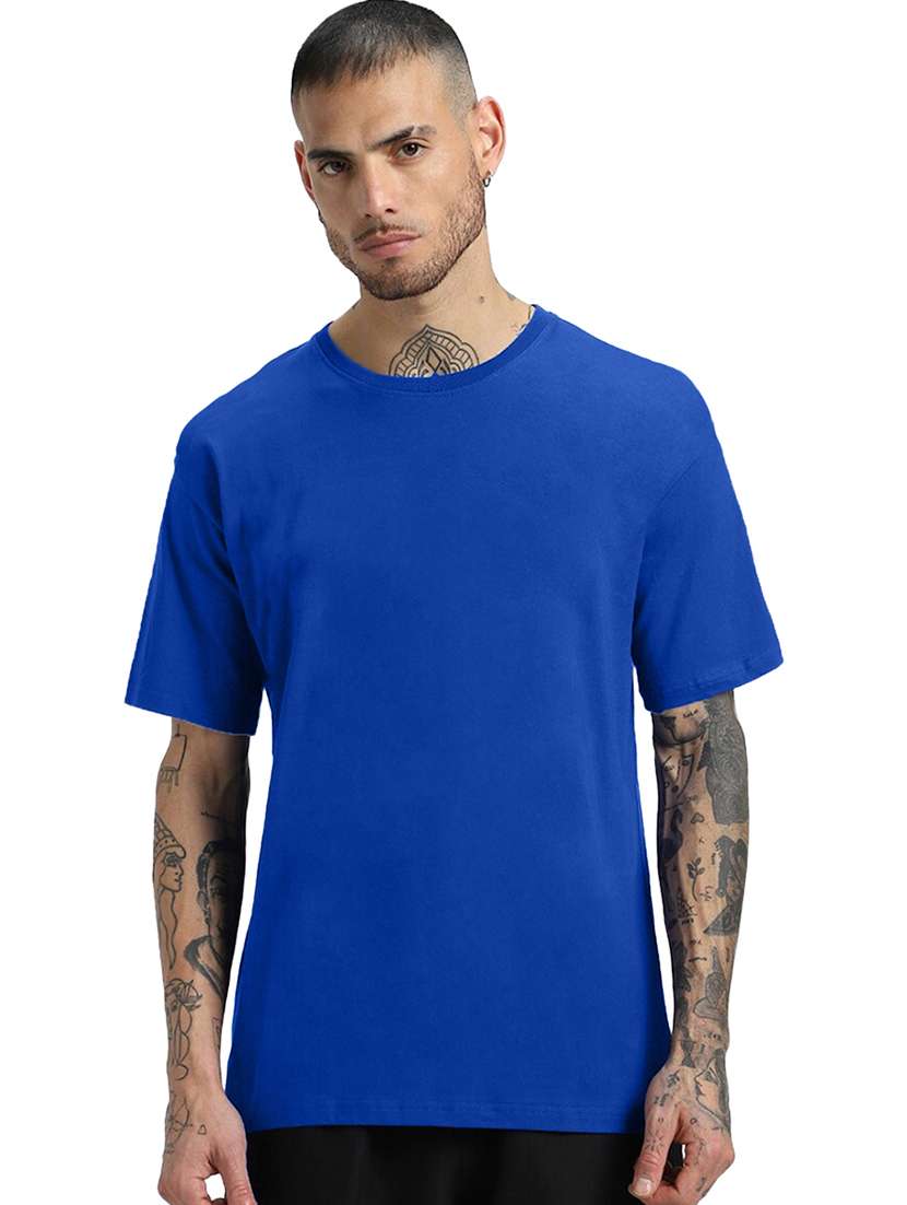 men round neck solid oversized t-shirt