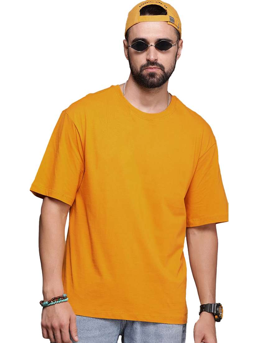 men round neck solid oversized t-shirt