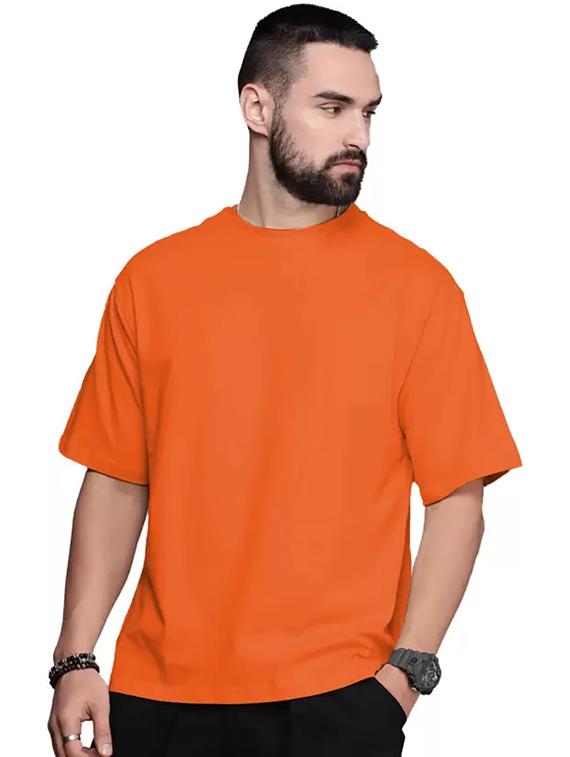 men round neck solid oversized t-shirt