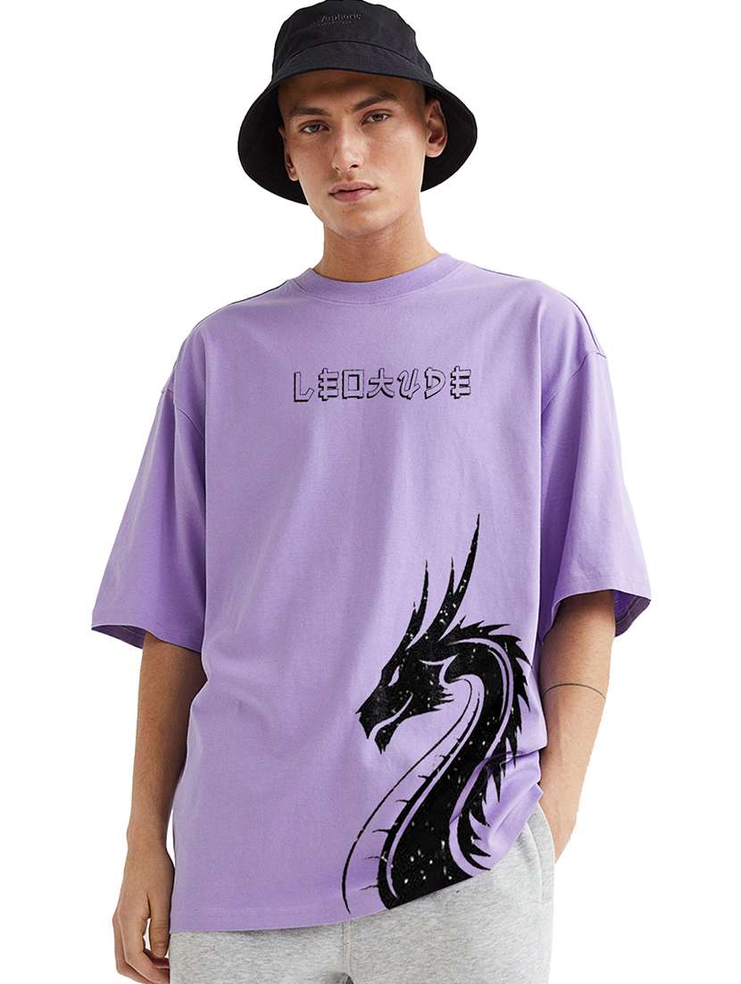 men round neck printed oversized t-shirt