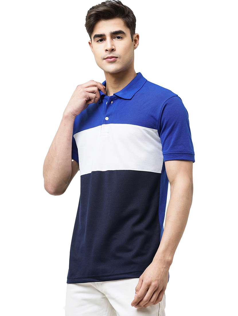 men regular fit color block polo t-shirt