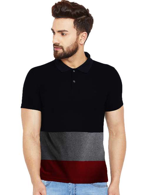 men regular fit color block polo t-shirt - 21622034 -  Standard Image - 0
