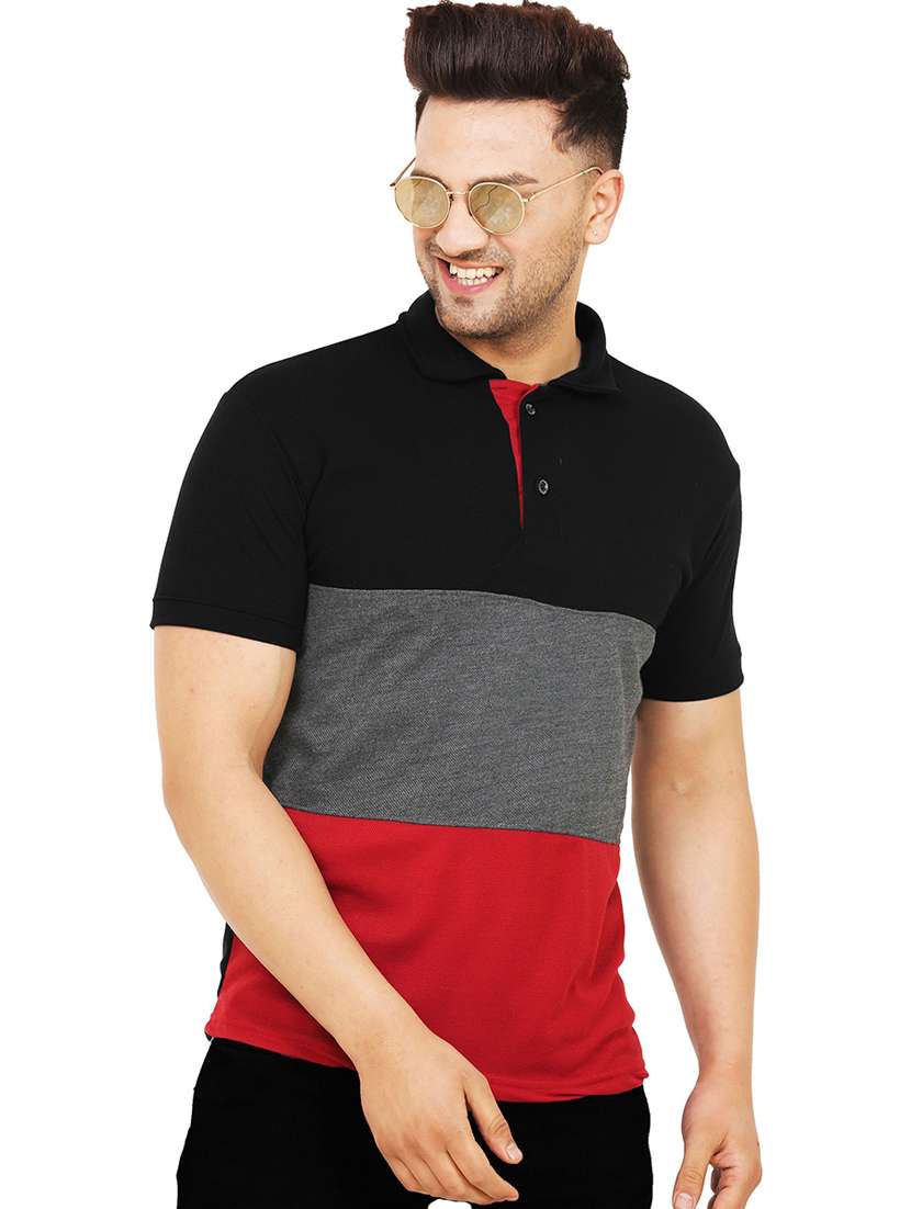 men regular fit color block polo t-shirt