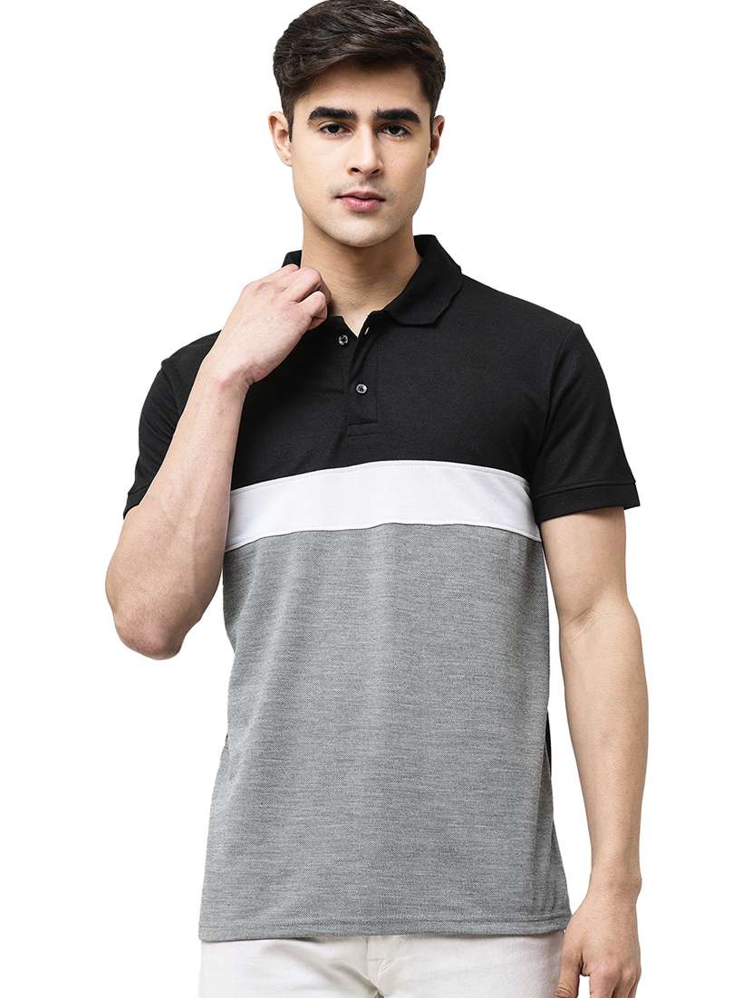 men regular fit color block polo t-shirt