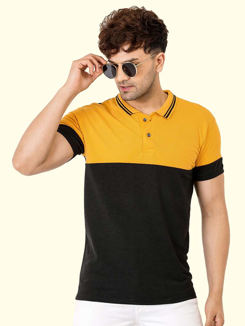 men regular fit color block polo t-shirt