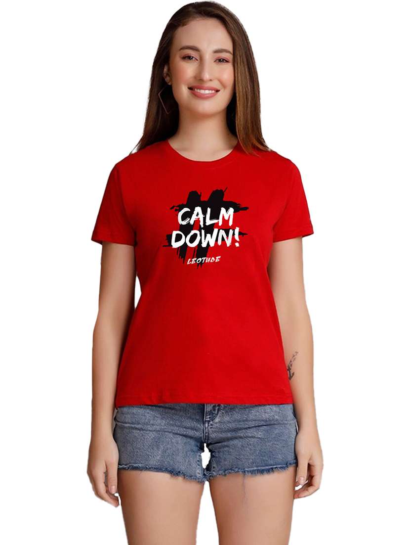 women round neck front print t-shirt