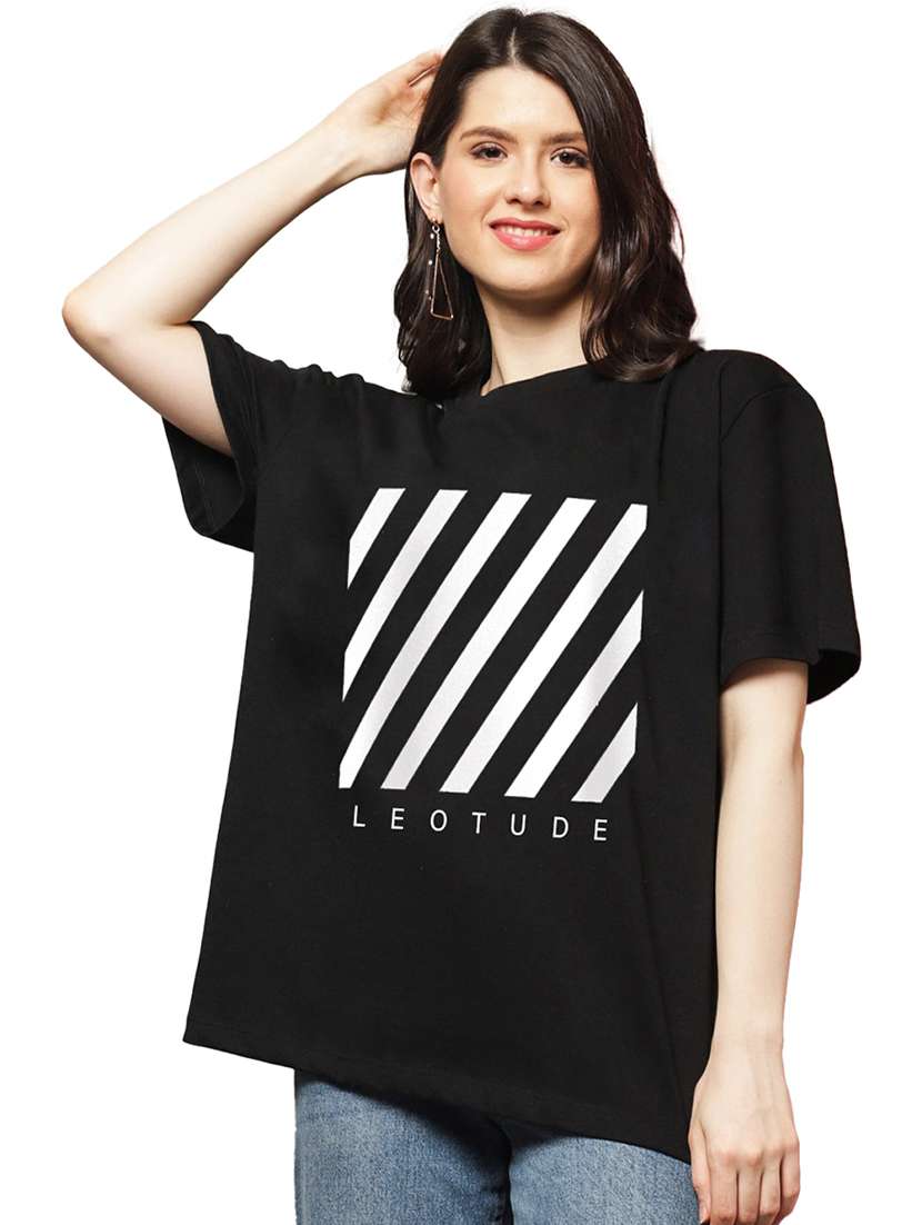 women round neck printed oversized t-shirt