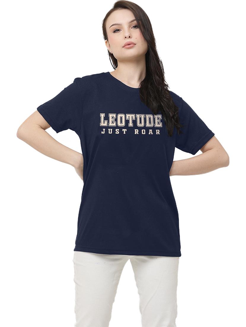 women round neck chest print t-shirt - 21622084 - Zoom Image - 0
