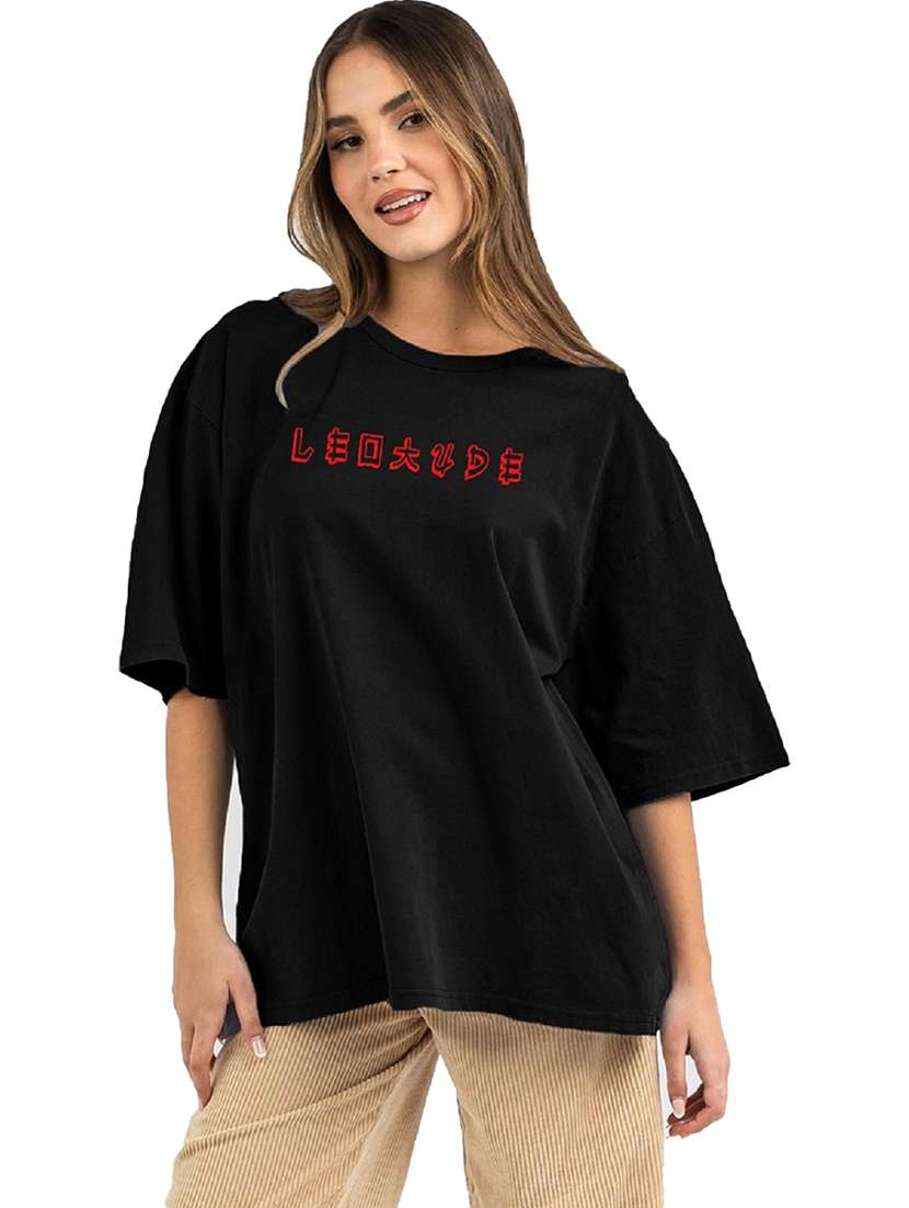 women round neck printed oversized t-shirt