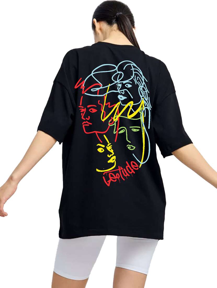 women round neck printed oversized t-shirt - 21622114 -  Standard Image - 2