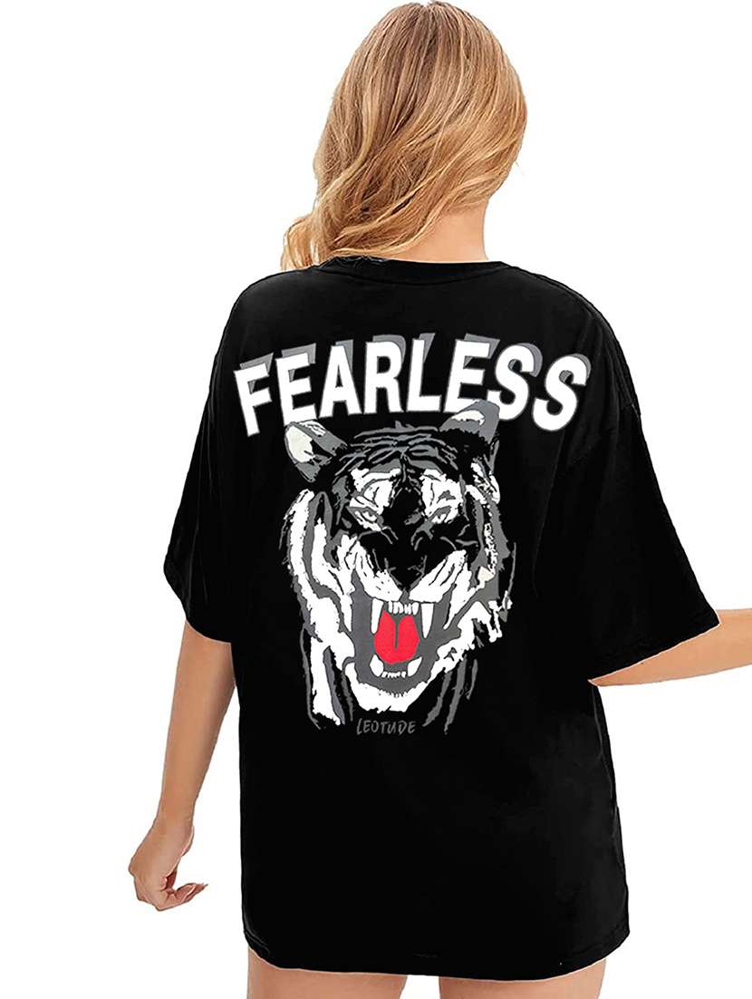 women round neck printed oversized t-shirt - 21622119 - Standard Image - 2