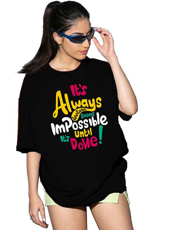 women round neck printed oversized t-shirt