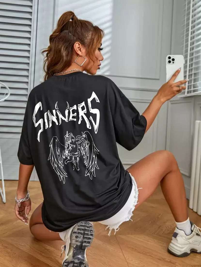 women round neck printed oversized t-shirt - 21622145 -  Standard Image - 2