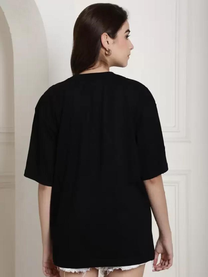 women round neck printed oversized t-shirt - 21622150 - Standard Image - 2