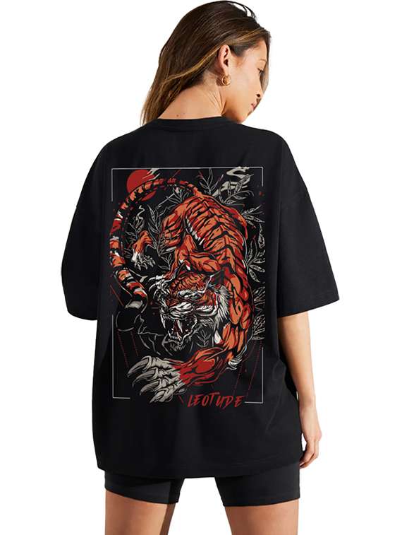 women round neck printed oversized t-shirt - 21622153 - Standard Image - 2
