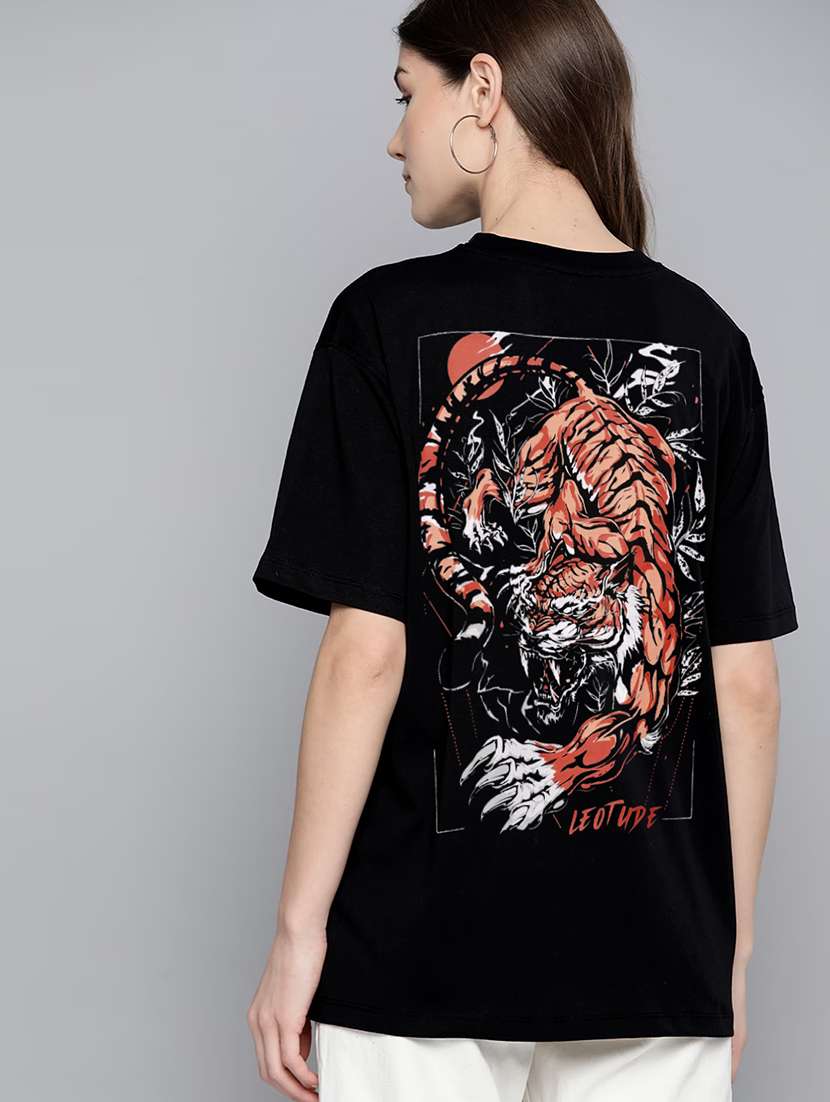 women round neck printed oversized t-shirt - 21622154 - Standard Image - 2