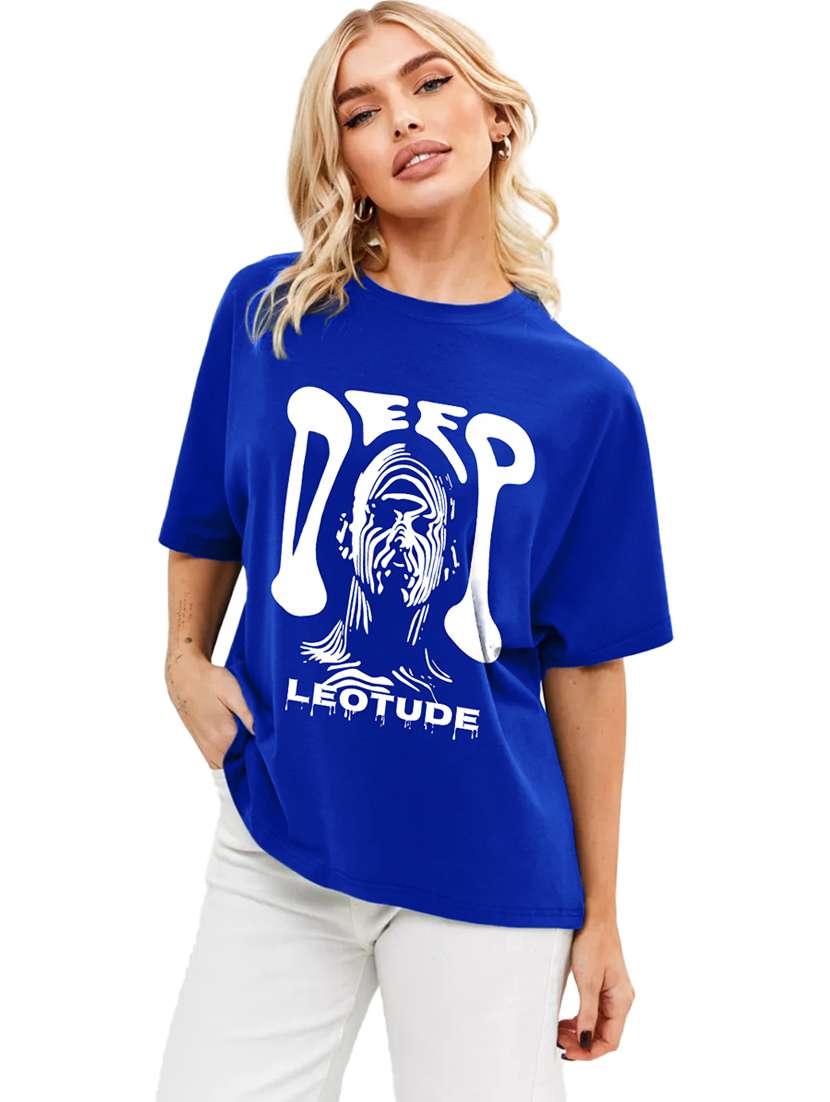 women round neck printed oversized t-shirt