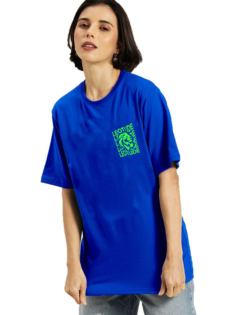 women round neck printed oversized t-shirt