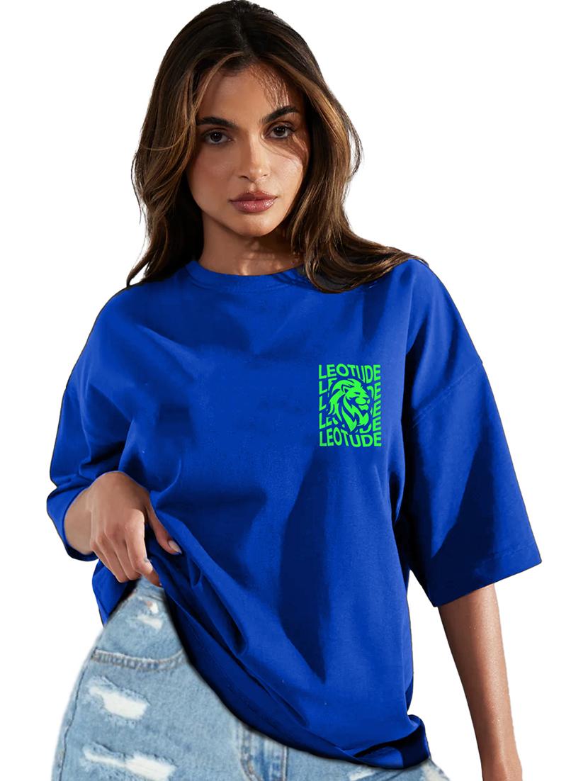 women round neck printed oversized t-shirt