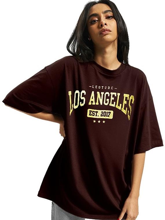 women round neck printed oversized t-shirt