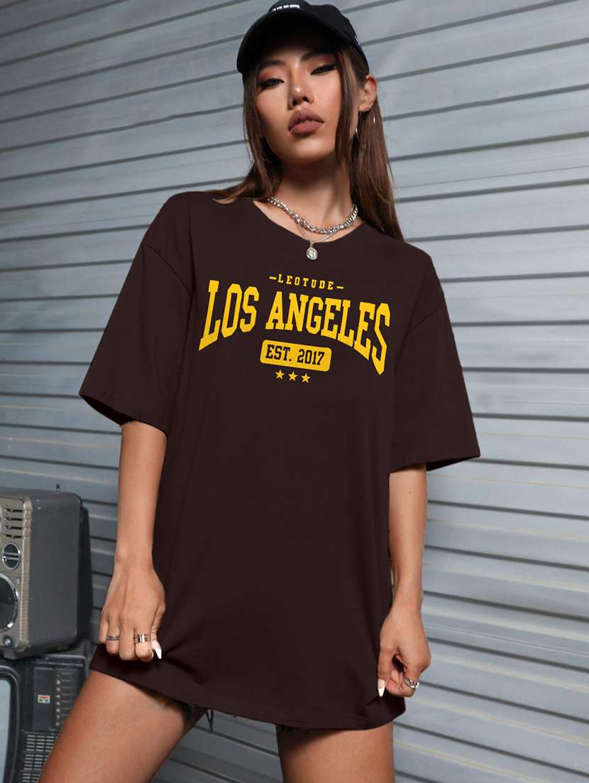 women round neck printed oversized t-shirt