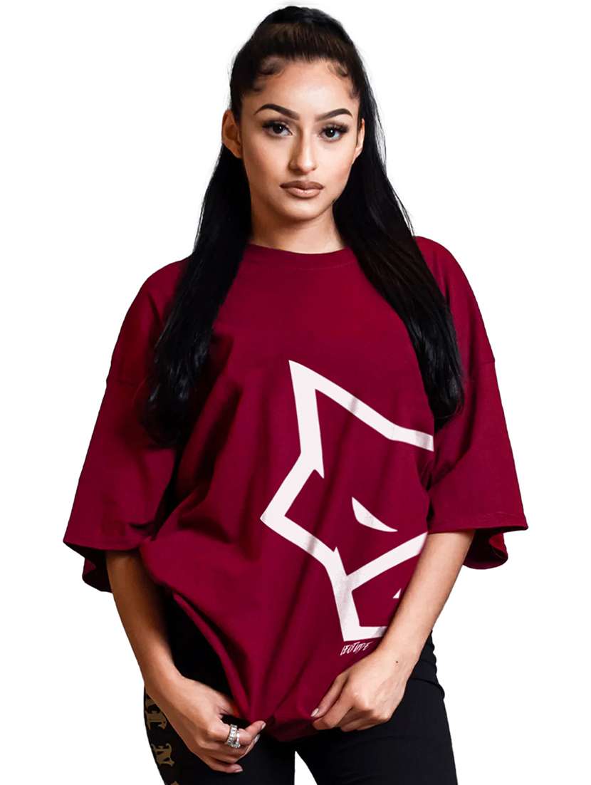 women round neck printed oversized t-shirt