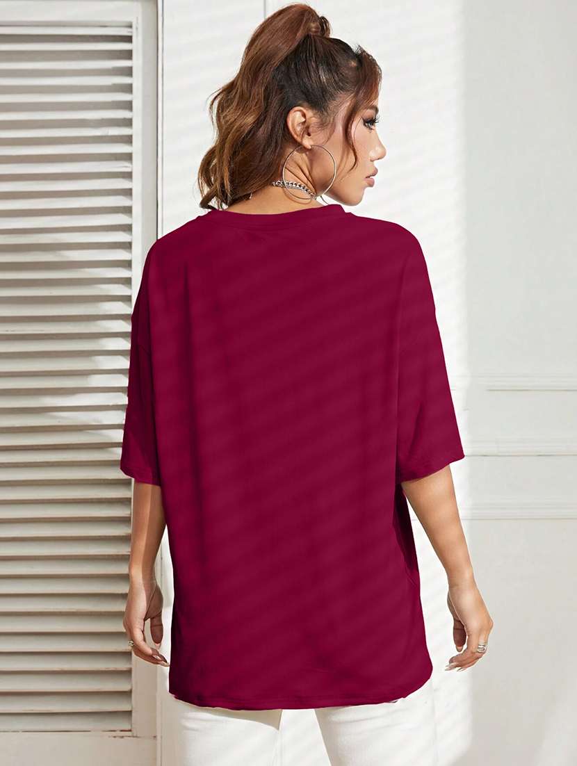 women round neck printed oversized t-shirtshirt - 21622197 -  Standard Image - 2