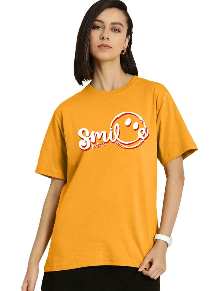 women round neck printed oversized t-shirt