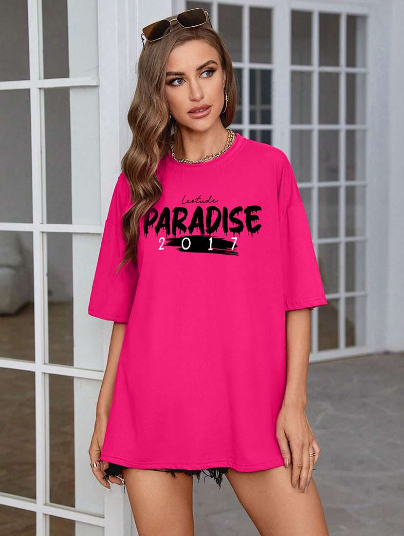 women round neck printed oversized t-shirt