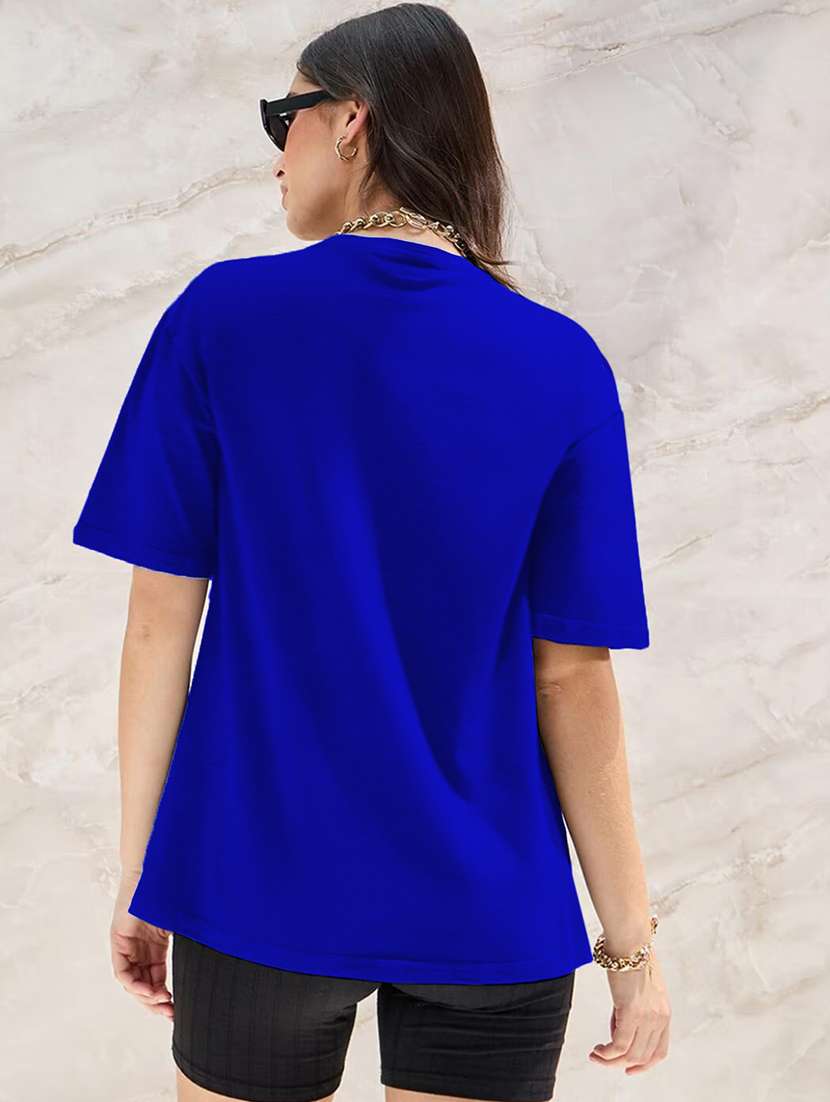 women round neck plain oversized t-shirt - 21622245 -  Standard Image - 2