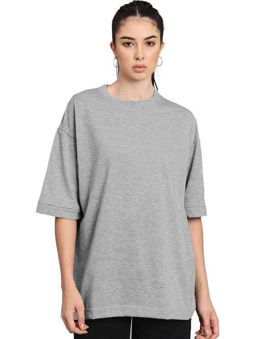 women round neck plain oversized t-shirt - 21622248 -  Standard Image - 0