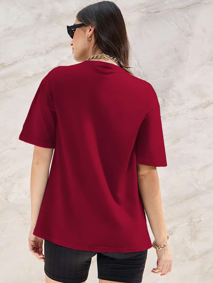 women round neck plain oversized t-shirt - 21622253 -  Standard Image - 2