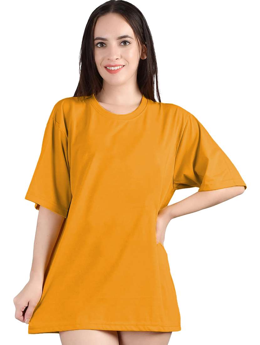 women round neck plain oversized t-shirt
