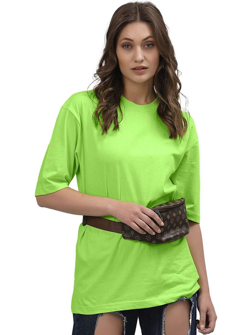 women round neck plain oversized t-shirt