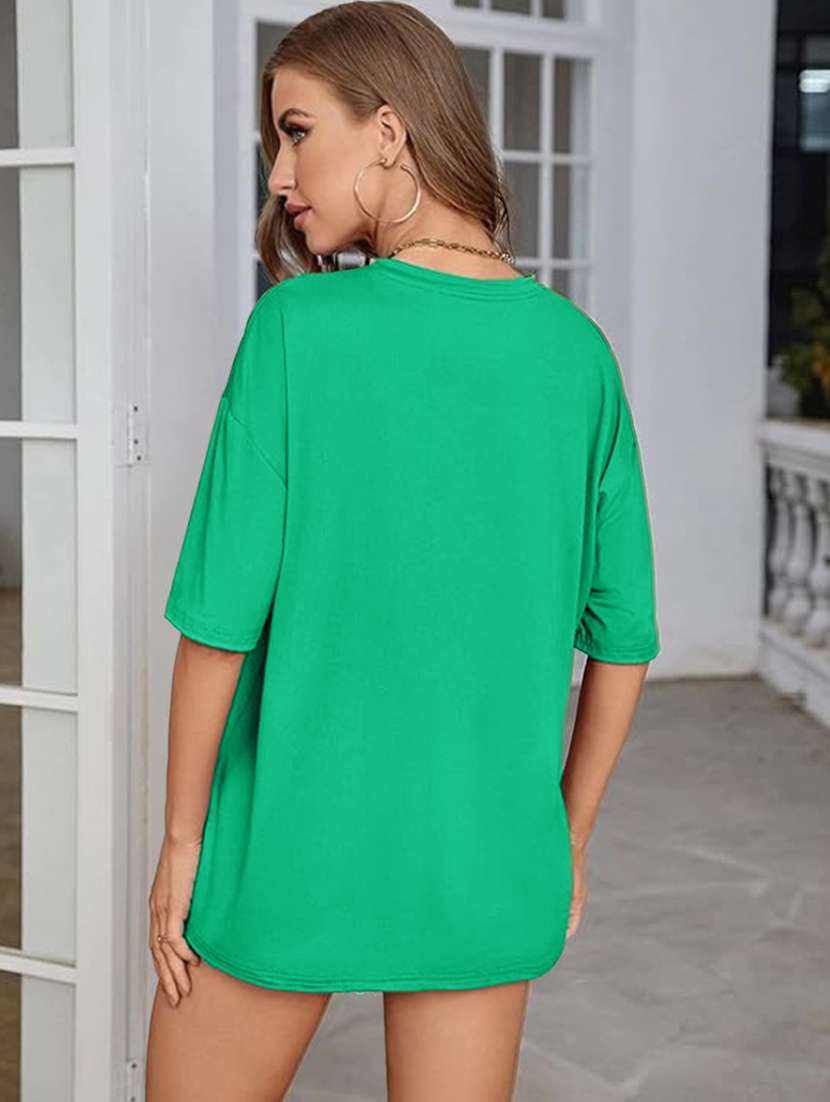 women round neck printed oversized t-shirt - 21622276 - Standard Image - 2