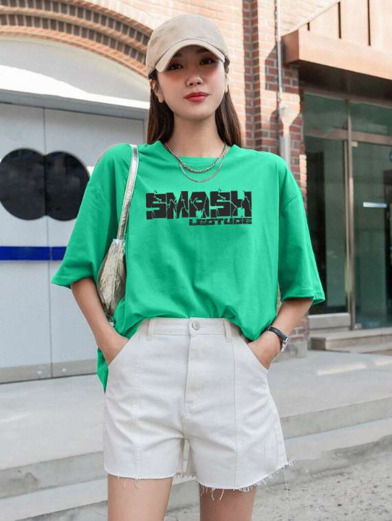 women round neck printed oversized t-shirt