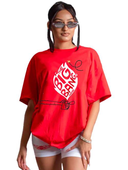 women round neck printed oversized t-shirt - 21622281 -  Standard Image - 0