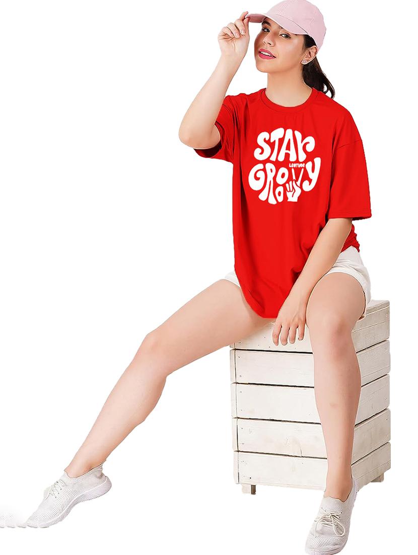 women round neck printed oversized t-shirt - 21622288 - Standard Image - 2