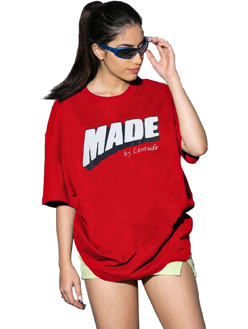 women round neck printed oversized t-shirt
