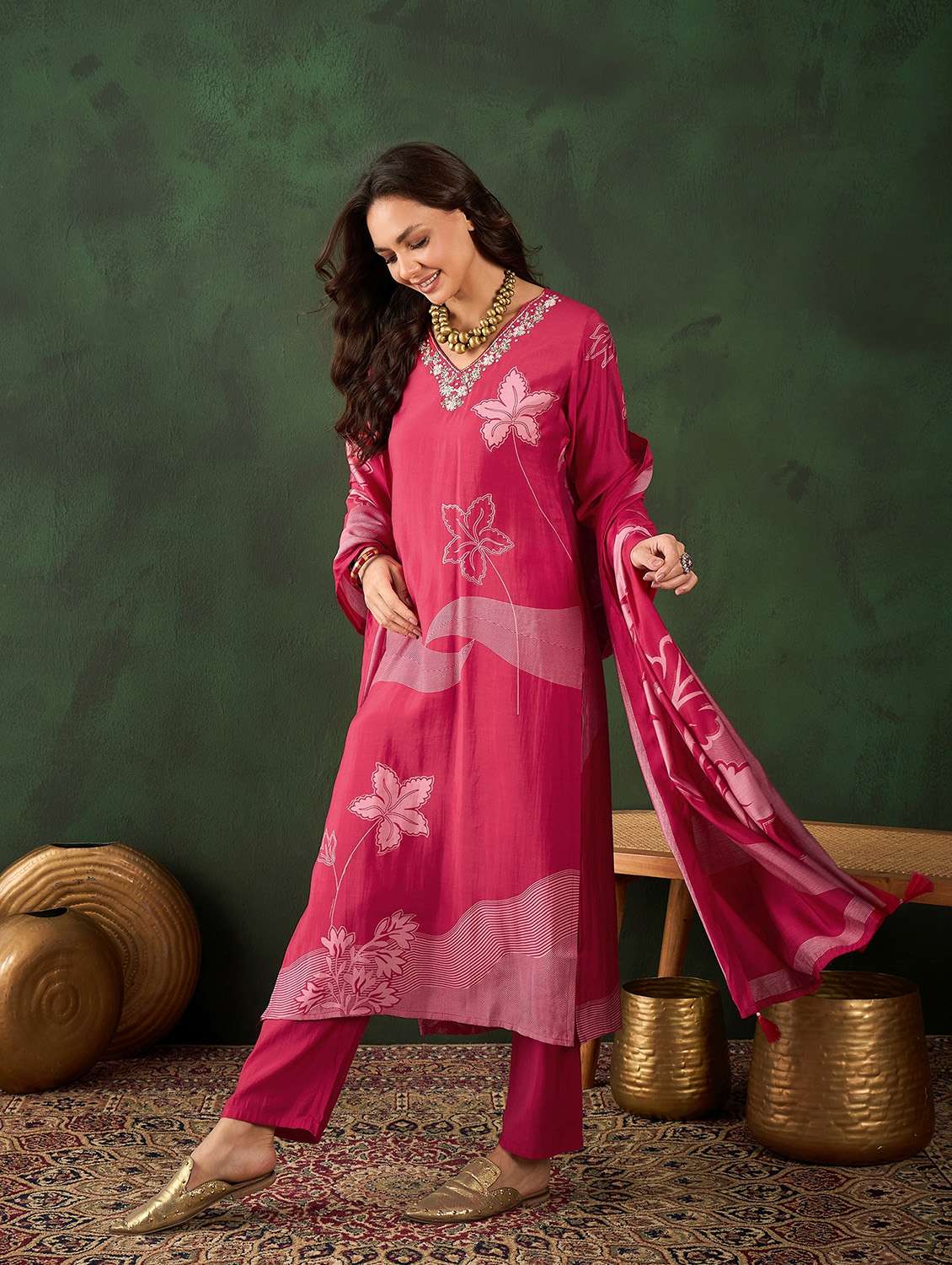 women three quarter sleeve suit set - 21622572 -  Standard Image - 2