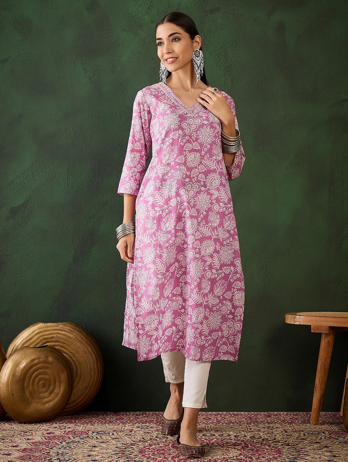 women three quarter sleeve straight kurta - 21622725 - Zoom Image - 0