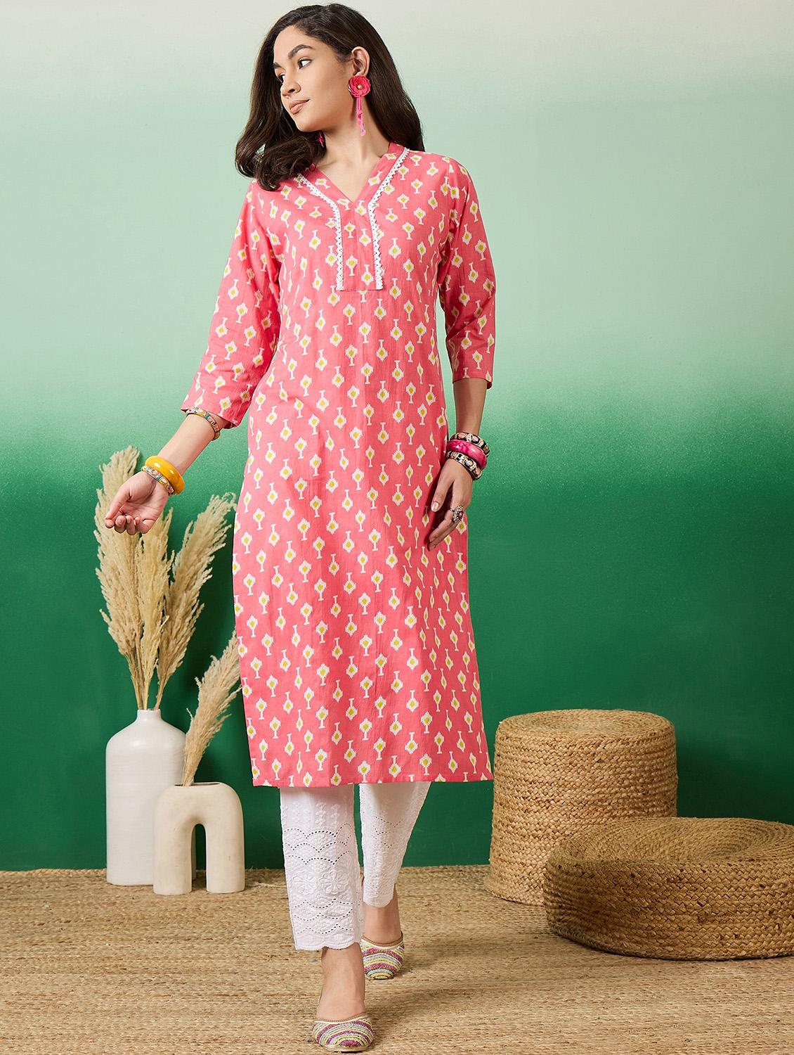 women three quarter sleeve straight kurta - 21622749 - Zoom Image - 0
