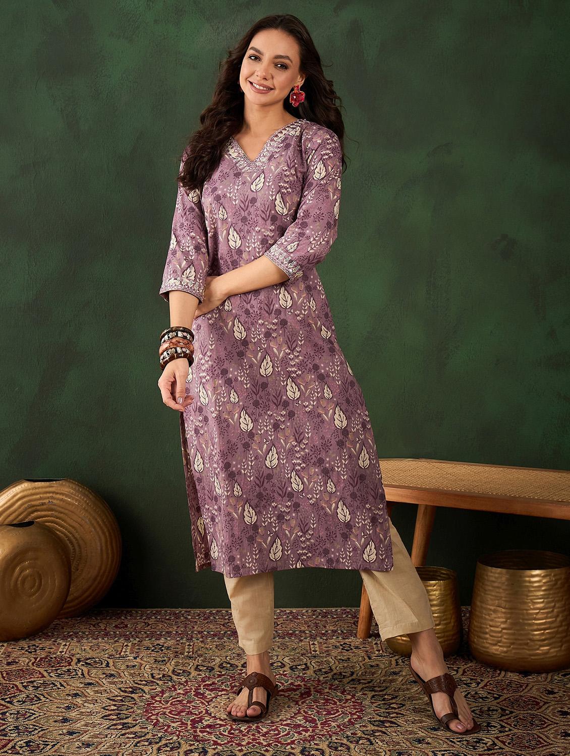 women three quarter sleeve straight kurta - 21622754 - Zoom Image - 0