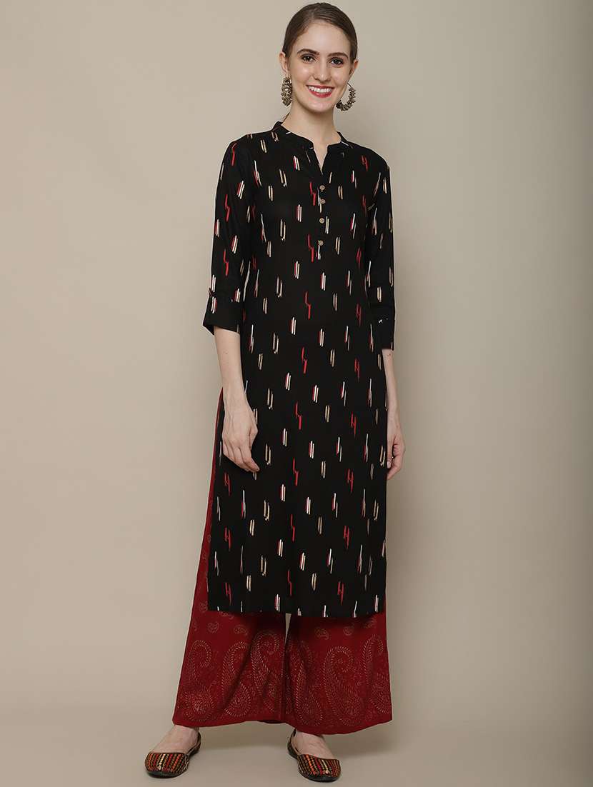 women three quarter sleeve straight kurta