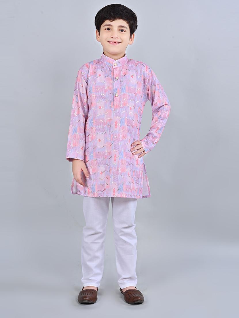 boys mandarin neck kurta payjama ethnic wear set - 21622946 - Zoom Image - 0